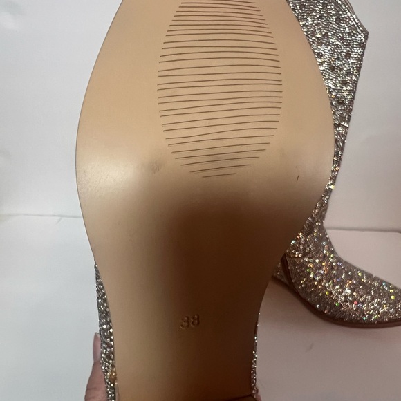 Rhinestone Cowgirl Boots Silver Sparkling Bedazzled Mid-Calf Size 7.5 or 8 - Picture 10 of 13